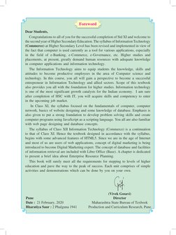 Foreword
(Vivek Gosavi)
Director
Maharashtra State Bureau of Texbook
Production and Curriculum Research, Pune
Pune 
Date :  2