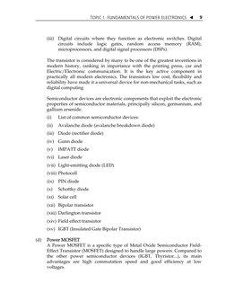 TOPIC 1  FUNDAMENTALS OF POWER ELECTRONICS W 
9 
(iii) Digital circuits where they function as electronic switches. Digital