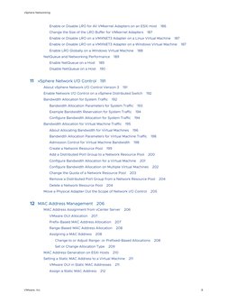 Enable or Disable LRO for All VMkernel Adapters on an ESXi Host
186
Change the Size of the LRO Buffer for VMkernel Adapters
1