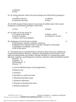 Cognitive and Mental Health Issues and Brain Injuries Re Write Test ...
