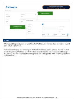 Gateways
Gateways are configured in:
CONFIGURE > Routing > Gateways
Gateway details
Gateway health 
monitoring
When you add a