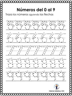 Números del 0 al 9
5555555
6666666
7777777
8888888
9999999
Traza los números siguiendo las flechasMaterial didáctico HERI
