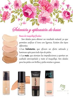 Selección y aplicación de bases 
5 
Bases de maquillaje fluidas:  
     Son ideales para obtener un resultado natural, ya que