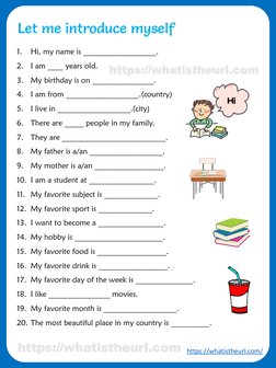 Self Introduction Worksheet for Students | PDF