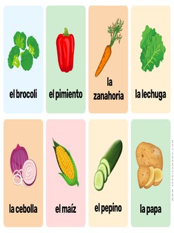la 
zanahoria
la papa
el pepino
el pimiento
el brocoli
la cebolla
la lechuga
el maíz
W W W . S P A N I S H M A M A . C O M