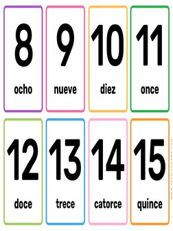 12 13 14 15
doce
trece
catorce
quince
8 9 10 11
ocho
nueve
diez
once
W W W . S P A N I S H M A M A . C O M
