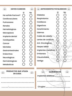 DATOS CLINICOS 
QUIRURGICOS
Implantes esteticos:___________

________________________
Cirugias:__________________
ANTECEDENTE