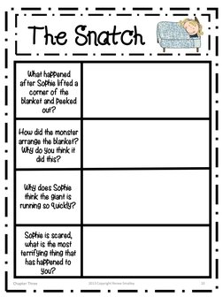 ?e
How did the monster 
arrange the blanket?  
Why do you think it 
did this? 
Why does Sophie 
think the giant is 
running s