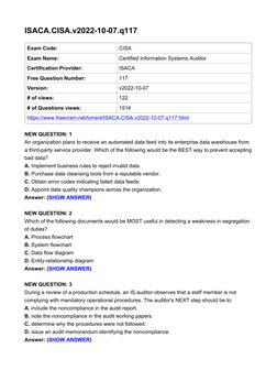 CISA Exam Questions and Answers 2022 | PDF | Security | Computer