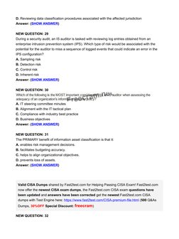 CISA Exam Questions and Answers 2022 | PDF | Security | Computer