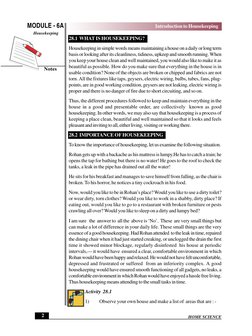 HOME SCIENCE
MODULE - 6A
Introduction to Housekeeping
Housekeeping
 2
Notes
28.1  WHAT IS HOUSEKEEPING?
Housekeeping in simpl