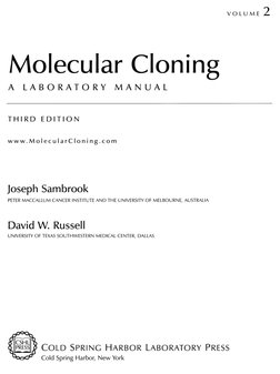 Molecular Cloning - Laboratory Manuals 2 | PDF