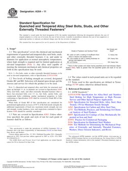 Designation: A354 – 11
Standard Speciﬁcation for
Quenched and Tempered Alloy Steel Bolts, Studs, and Other
Externally Threade