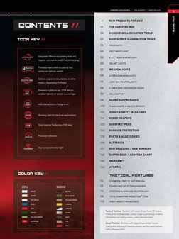 SUREFIRE CATALOG 2012 // 800.828.8809 // SUREFIRE.COM
1
CONtENtS //
Tactical Runtime:  Runtime until output drops below 50 lu
