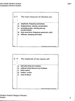 Vibration Analyst Cat II Review Questions PDF | PDF
