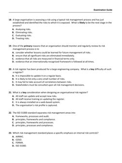 Risk Management Exam Questions Guide | PDF | Risk | Risk Management