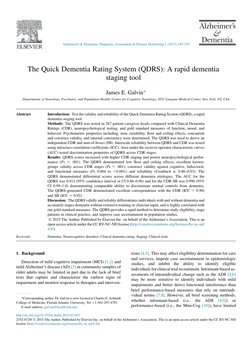 (Delta:1_given name)The Quick Dementia Rating System (QDRS): A rapid dementia
staging tool
James E. Galvin*
Departments of N