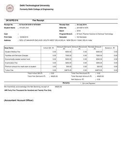 Delhi Technological University
Formerly Delhi College of Engineering
Fee Receipt
2K18/PE/016
:
Receipt No.
B.Tech/2K18/B14/18