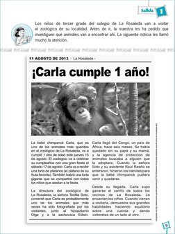 Salida 1
9
11 AGOSTO DE 2013 
La Rosaleda -
La bebé chimpancé Carla, que es 
uno de los animales más queridos 
en el zoológic