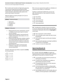 Página 6
Secretaria de Estado da Administração Prisional e Socioeducativa • Concurso Público • Edital 001/2019-SAP/SC
Prova