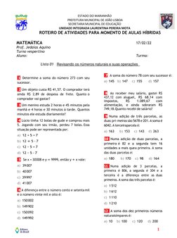 1 
 
 
 
ESTADO DO MARANHÃO 
 PREFEITURA MUNICIPAL DE JOÃO LISBOA 
SECRETARIA MUNICIPAL DE EDUCAÇÃO       
UNIDADE INTEGRADA