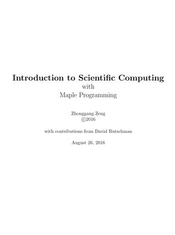 Introduction To Scientific Computing With Maple Programming | PDF