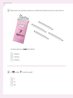 María tiene una caja llena de lápices y también tiene lápices fuera de la caja. Observa.
¿Cuántos lápices en total tiene Marí