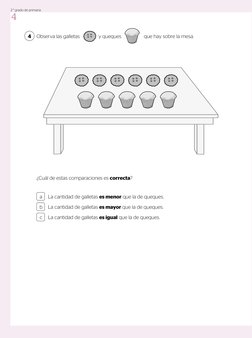 Observa las galletas               y queques                  que hay sobre la mesa.
4
¿Cuál de estas comparaciones es correc