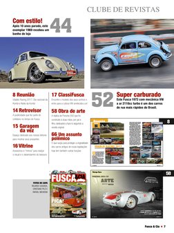 8
58
Reunião
U
VDABLIO RACING 2017
Super carburado
Este Fusca 1972 com mecânica VW 
a ar 2110cc turbo é um dos carros 
de rua