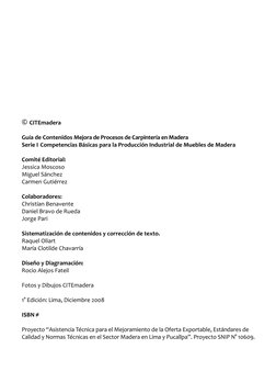 © CITEmadera
Guía de Contenidos Mejora de Procesos de Carpintería en Madera
Serie I	Competencias Básicas para la Producción I
