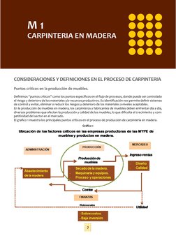 7
M 1
CARPINTERIA EN MADERA
Puntos críticos en la producción de muebles. 
Definimos “puntos críticos” como los puntos específ