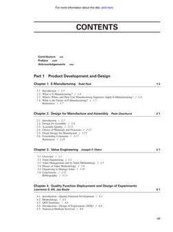 vii
CONTENTS
Contributors
xxi
Preface
xxiii
Acknowledgements
xxv
Part 1
Product Development and Design
Chapter 1. E-Manufactu