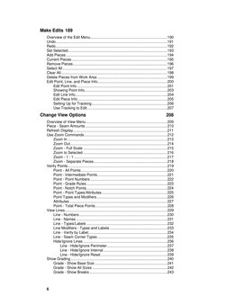 6
Make Edits 189
Overview of the Edit Menu...........................................................................190
Undo