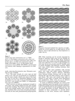 easily, removing the protective zinc. Polymeric coat-
ings are also available.
Core. The outer strands of a wire rope are lai