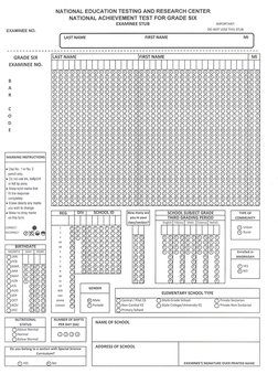 Printable Nat Answer Sheet.pdf NAT Answer Sheets and School Header For g3 g6 Y4 PDF | PDF