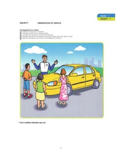 1
STAGE
1
SUBJECT
1
SUBJECT1
ORIENTATION OF VEHICLE 
TrainingObjectives-Ableto:
Perform inspection of vehicle.
Getting in and