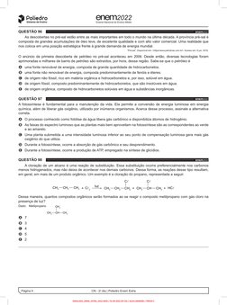 Página 4
CN - 2o dia | Poliedro Enem Extra
Exame Nacional do Ensino Médio
QUESTÃO 96 	 	
enem2022
As descobertas no pré-sal e