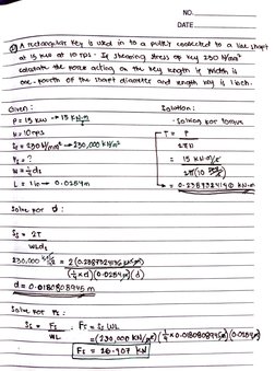 NO. 
DATE 
A rect 
ctanqula Ker s utd in to a 
pultY contccttd to a liaa shaFt 
ot 1h RAw at o rpi 
Shtaninq tress op ku 230