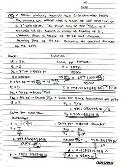 NO. 
DATE 
Aangt 
(ouplioo Onecs tuso 2-io ciametr sars. 
Th dans at Hed tb G bots oF SAE IONO Stul on 
a7bolt ciret Th shat