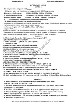 11th Computer Science One Mark Questions | PDF | Operating System ...