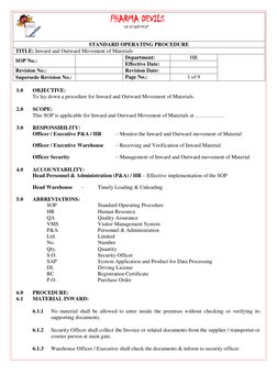 Material Inward and Outward SOP | PDF | Warehouse | Business