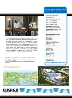 PURON® is a registered trademark of Koch Membrane Systems, Inc. 
Koch Membrane Systems Inc. is a member of Koch Chemical 
Tec