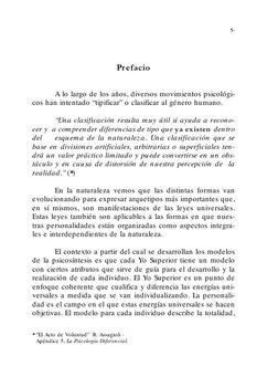 Prefacio
A lo largo de los años, diversos movimientos psicológi-
cos han intentado “tipificar” o clasificar al género humano.