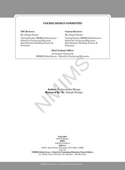 NMIMS Global Access - School for Continuing Education 
Author: Dr. Anuradha Monga 
Reviewed By: Ms. Dimple Pandey
Copyright: