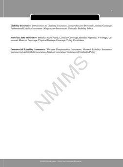 v
NMIMS Global Access - School for Continuing Education 
Liability Insurance: Introduction to Liability Insurance, Comprehen