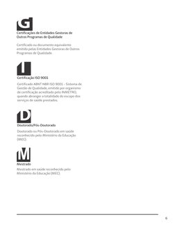 Certificações de Entidades Gestoras de
Outros Programas de Qualidade
Certificado ou documento equivalente
emitido pelas Entid
