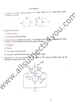 BEEE 1st Year Exam Paper 2023 | PDF | Electrical Network | Materials ...