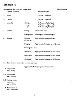 SECTION-Il:
Absent / Present
Normal / impaired
Normal / impaired
Preference: Right / Left
Preference : Right / Left
Preferenc