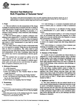 dl!b
Designation: D 4031-01
*:
Standard
Test Method for
Bulk Properties of Textured Yarns’
This standard is issued under the