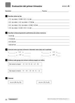 Evaluación del primer trimestre
MODELO A
Nombre                                                                     Fecha